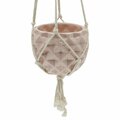 Espectaculo 5 x 5 in. Ceramic Macrame Hanging Planter Gloss Pink 1759159